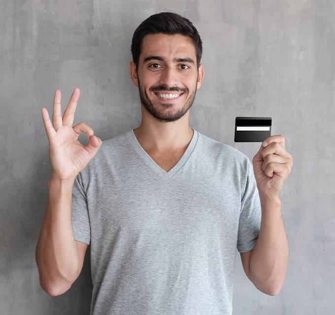 Man holding credit card